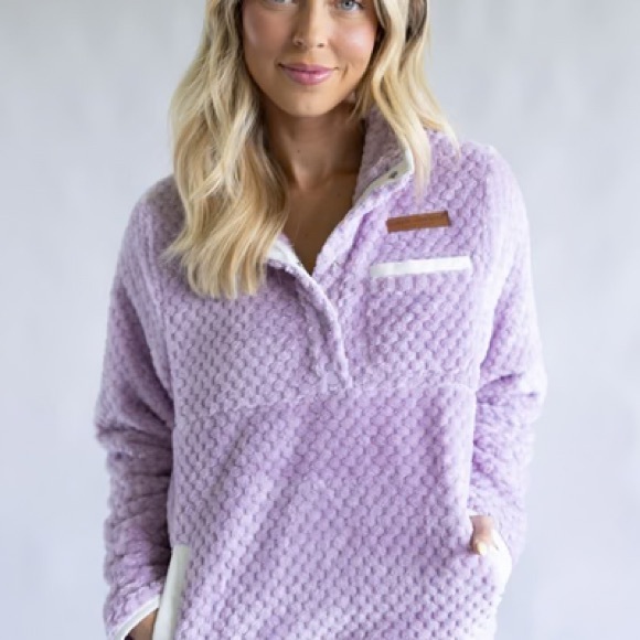 Simply Southern Simply Soft Sherpa Pullover in Pink (Muave) XL - Picture 7 of 7